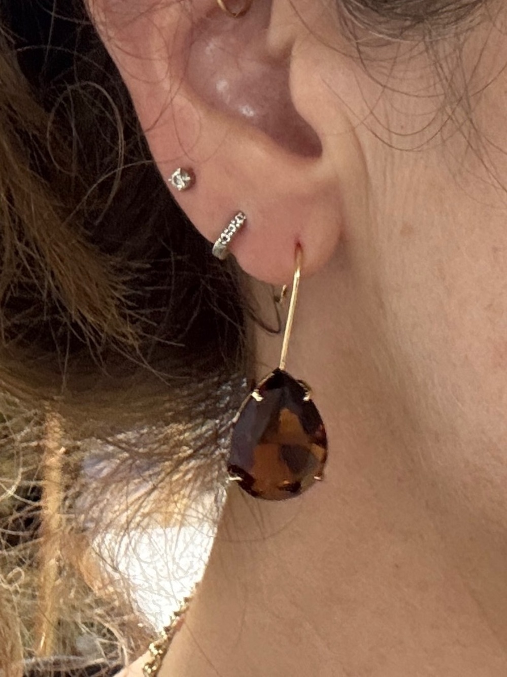 NEW LAUREN Ralph Lauren Brown Teardrop Crystal Drop Earrings - Picture 8 of 10